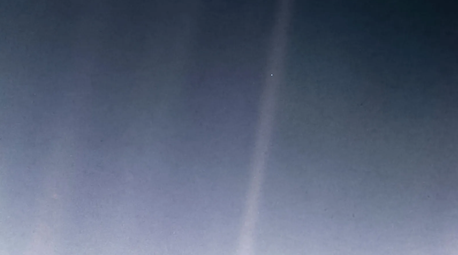 An image from Voyager. Carl Sagan's famous Pale Blue Dot.